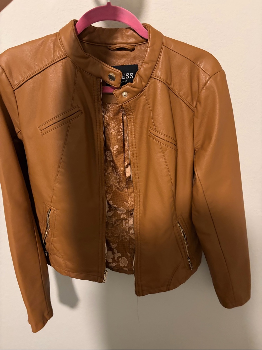 GUESS Women's Faux Leather Moto Jacket - Size Large